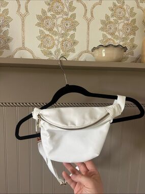 Pink Lily White Mini Belt Bag with Gold Zip